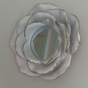 Elegant White and pink Floral Wall Mirror